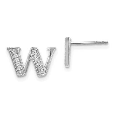 Initial W Earrings 14k White Gold Diamond EM4170W-010-WA, MPN: EM4170W-010-WA, 883957379937