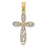 Filigree Millgrain Cross Charm 14k Gold Rhodium K9465, MPN: K9465, 637218138401