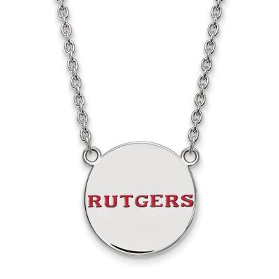 Rutgers Large Enamel Disc Necklace Sterling Silver SS028RUT-18, MPN: SS028RUT-18, 886774697161