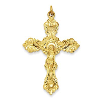 24k Gold-plated INRI Crucifix Pendant Sterling Silver QC5474, MPN: QC5474, 883957432335