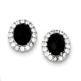 Black Diamond and Clear Diamond Post Earrings Sterling Silver QE9381, MPN: QE9381, 883957480398