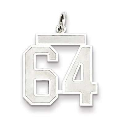 Pendant Number 64 Satin Sterling Silver Medium QPM64, MPN: QPM64, 883957127392