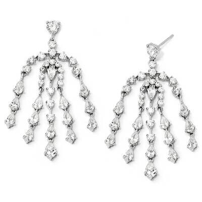 Cz Dangle Post Earrings Sterling Silver QCM686, MPN: QCM686, 886774011868