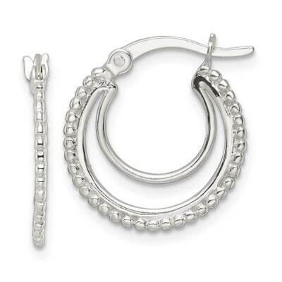 Beaded Double Circle Hoop Earrings Sterling Silver QE15906, MPN: QE15906, 196904151648