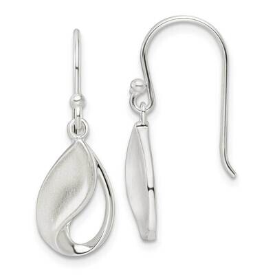 Satin Teardrop Fancy Dangle Earrings Sterling Silver Polished QE16089, MPN: QE16089, 196904169667