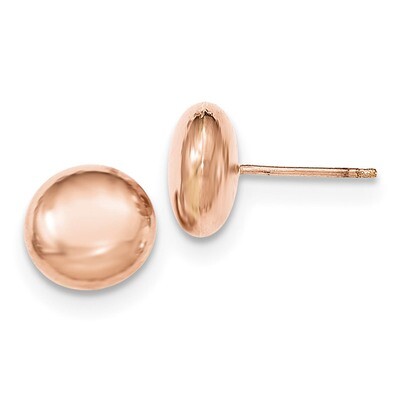 10.5mm Button Post Earrings 14k Rose Polished Gold H1027, MPN: H1027, 658226130270