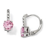 Cheryl M Pink Leverback Earrings Sterling Silver Cubic Zirconia QCM774, MPN: QCM774, 191101186837