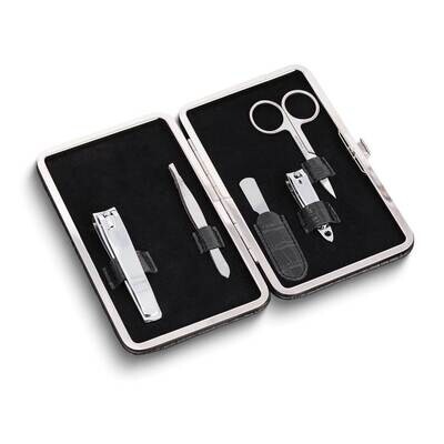 5 Piece Manicure Set in Black Leather Croco Pattern Case GM24088, MPN: GM24088, 797140512004