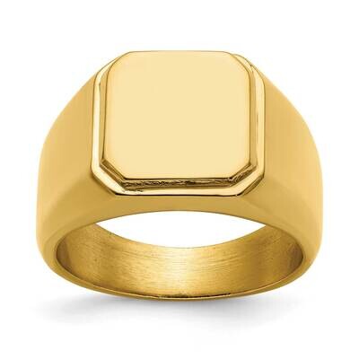 Yellow Ip-Plated Signet Ring Stainless Steel Polished SR654-10, MPN: SR654, 191101874468