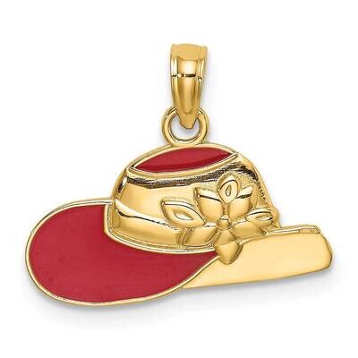 2-D Red Enamel Hat Charm 14k Gold Polished K7076, MPN: K7076, 637218169337