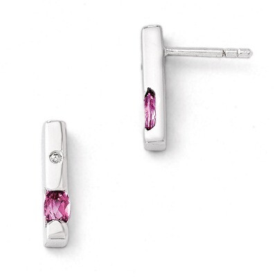 .02ct. Diamond and Pink Topaz Earrings Sterling Silver QW210, MPN: QW210, 883957314983