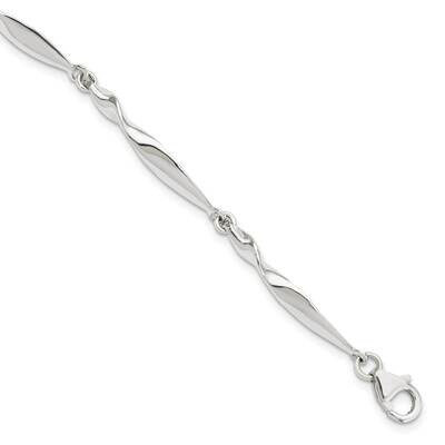 Twisted Bar 6.5 Inch Bracelet Sterling Silver Polished QG5828-6.5, MPN: QG5828-6.5, 196904163344