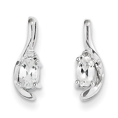 White Topaz Diamond Earring 14k White Gold Genuine XBS380, MPN: XBS380, 883957444949