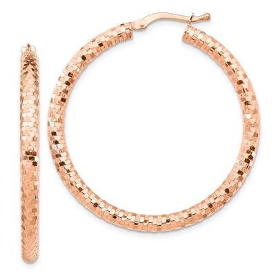3x30mm Diamond-cut Hoop Earrings 14k Rose Gold TF1704R, MPN: TF1704R, 191101988417