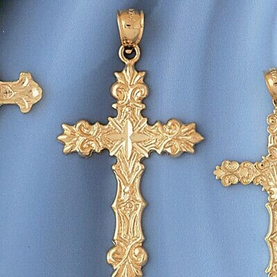 Dazzlers Jewelry Cross Pendant Necklace Charm Bracelet in Yellow, White or Rose Gold 7972, MPN: DZ-…