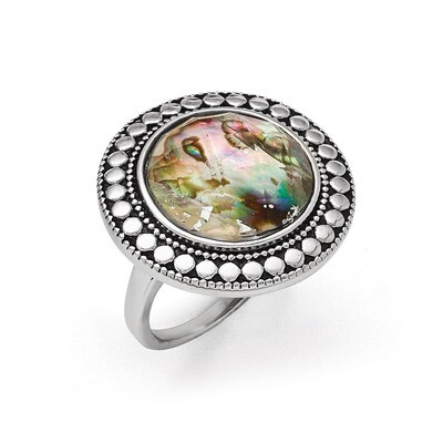Polished and Antiqued Synthetic Abalone Ring - Stainless Steel SR360 by Chisel, MPN: SR360, 1911013…