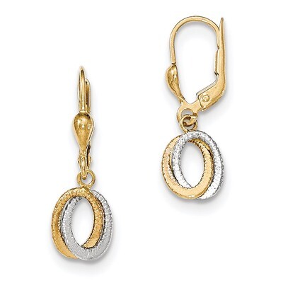 Textured and Polished Dangle Leverback Earrings 14k Two-Tone Gold TH877, MPN: TH877, 869944896397