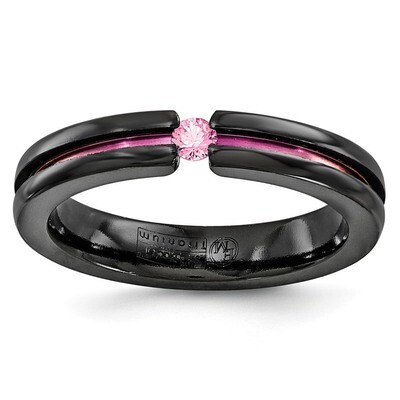 Edward Mirell Black Ti Pink Sapphire &amp; Pink Anodized 4mm Band by Edward Mirell, MPN: EMR159, 614664…