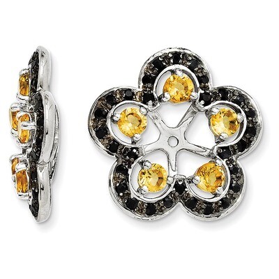 Citrine &amp; Black Sapphire Earring Jacket Sterling Silver Rhodium QJ141NOV, MPN: QJ141NOV, 1911013883…