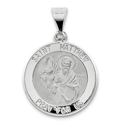 Polished and Satin Saint Matthew Pendant 14k White Gold XR1361, MPN: XR1361, 883957421865