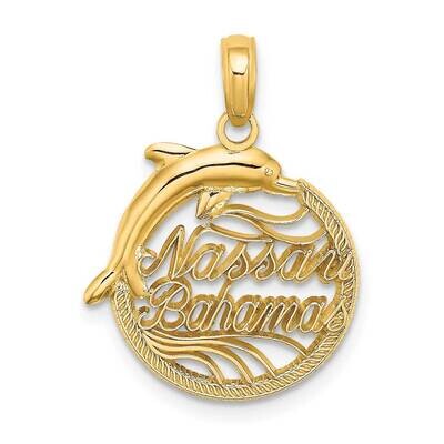 Nassau Bahamas Disk Dolphin Charm 14k Gold K7600, MPN: K7600, 637218142286