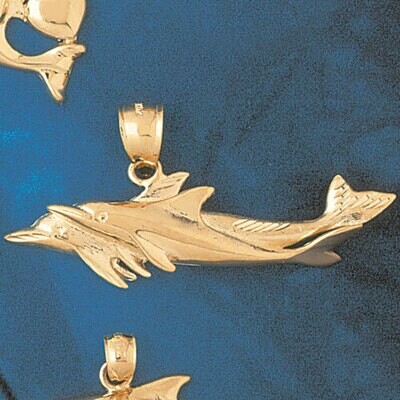 Dazzlers Jewelry Dolphin Pendant Necklace Charm Bracelet in Yellow, White or Rose Gold 375, MPN: DZ…