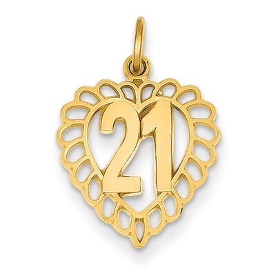21 in Heart Charm 14k Gold C992, MPN: C992, 883957861562