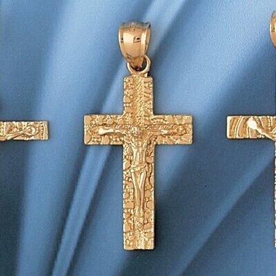 Dazzlers Jewelry Jesus Christ on Cross Pendant Necklace Charm Bracelet in Yellow, White or Rose Gol…