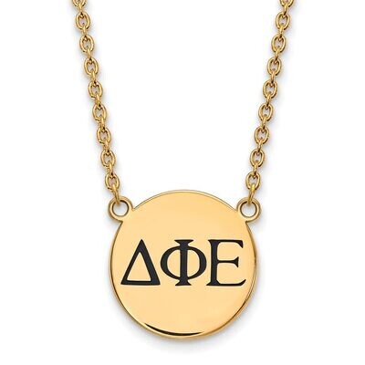 Delta Phi Epsilon Small Enameled Pendant with 18 Inch Chain Gold-plated Silver GP017DPH-18, MPN: GP…