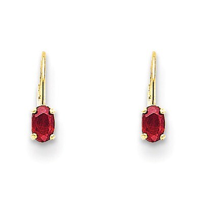 6x4mm Oval Created Ruby Leverback Earrings 14k Gold XLB114CR, MPN: XLB114CR, 883957998114