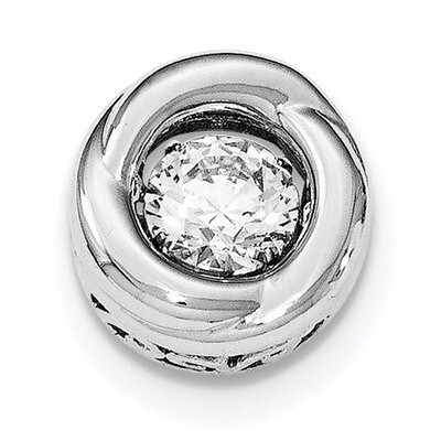 Platinum-Plated Polished Vibrant CZ Circle Pendant Sterling Silver QP4390, MPN: QP4390, 191101364020
