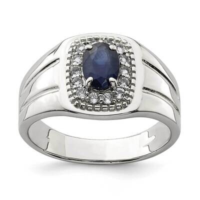 Men&#39;s Blue Sapphire and White Topaz Ring Sterling Silver QR6840, MPN: QR6840, 883957745114
