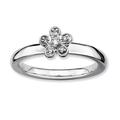 Flower Diamond Ring Sterling Silver QSK336-5, MPN: QSK336, 883957280882