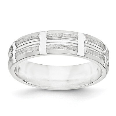 7mm Brushed Fancy Band Sterling Silver QWB122B Engravable, MPN: QWB122B, 886774335285