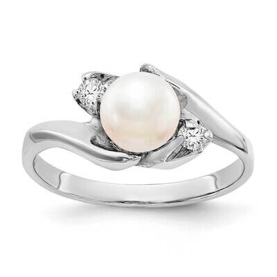 6mm Freshwater Cultured Pearl Diamond Ring 14k White Gold Y1933PL_AA, MPN: Y1933PL_AA, 191101548062