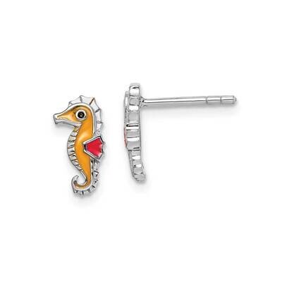 Childs Enameled Seahorse Post Earrings Sterling Silver Rhodium-plated QE14351, MPN: QE14351, 883957…
