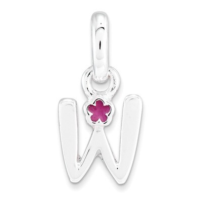 Letter W with Enamel Pendant Sterling Silver QC7935W, MPN: QC7935W, 191101467547