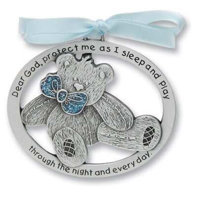 Blue Epoxy Teddy Bear Crib Medal GM4171, MPN: GM4171, 785525251785