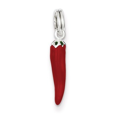 Red Enamel Pepper Charm Sterling Silver QC7049, MPN: QC7049, 883957564180