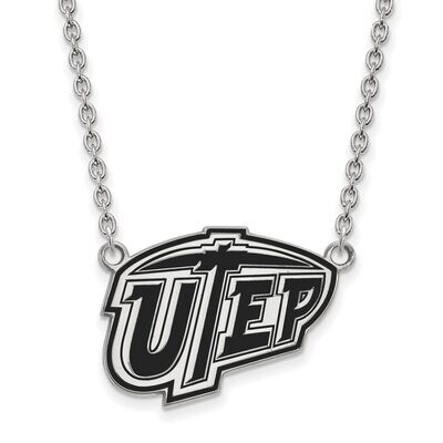 The University of Texas at El Paso Large Enamel Pendant with Chain Necklace Sterling Silver SS011UT…