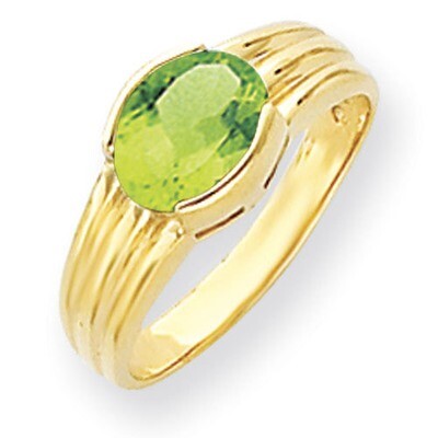 Peridot Ring 14k Gold 8x6mm Oval Y4473PE, MPN: Y4473PE, 883957389158