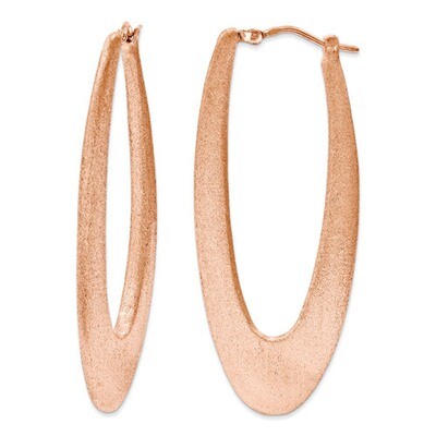 2 Inch Elongated satin Hoops Rose gold plating Sterling Silver J290746171000
