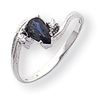 Polished .03ct. Diamond &amp; 6x4 Pear Gemstone Ring Mounting 14k White Gold Y2039, MPN: Y2039,
