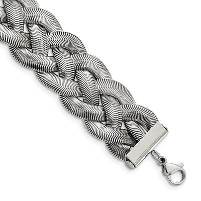 Braided with 1.25 Inch Extension Bracelet Stainless Steel Polished SRB2112-7 by Chisel, MPN: SRB211…