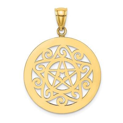 Tribal Star In Round Frame Gate Jewelry Charm 14k Gold K7332, MPN: K7332, 637218130900