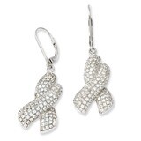 CZ Brilliant Embers in X in Leverback Earrings Sterling Silver QMP448