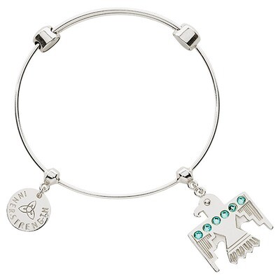 Nikki Lissoni Charm Bangle Silver-Plated with Two Fixed Charms Inner Strength Soar Like An Eagle 19…