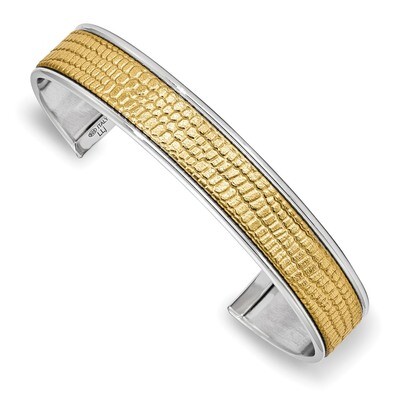 Leslie&#39;s Leather Polished Textured Cuff Bangle Sterling Silver HB-QLF938, MPN: QLF938, 191101752797