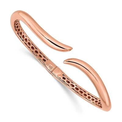 Polished Wavy Hinged Bangle Sterling Silver Rose-Tone QB1409, MPN: QB1409, 196904155240