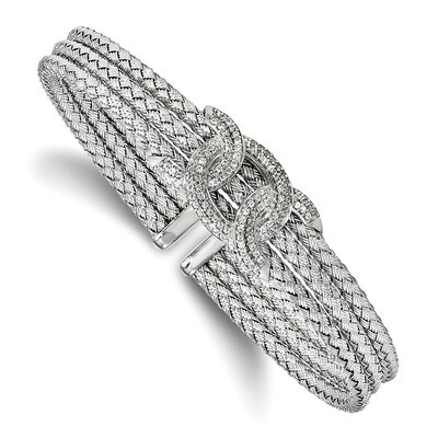 Leslie&#39;s CZ Woven Cuff Bangle Sterling Silver Rhodium-plated HB-QLF832, MPN: QLF832, 191101752513